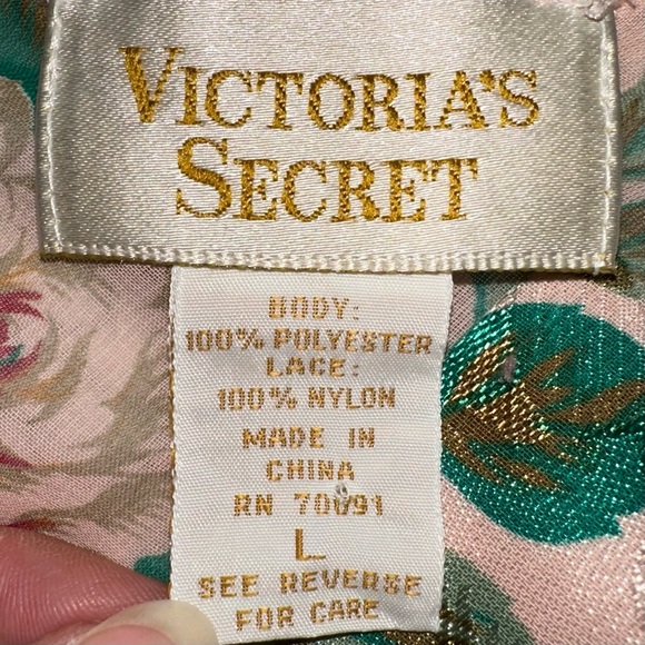 Vintage Gold Label Victoria’s Secret lace nightie nightgown slip floral pink L - Picture 5 of 9